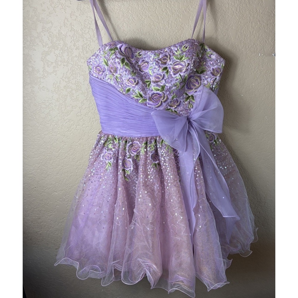 sherri hill dress size 10 Homecoming Dress Purple Floral Prom